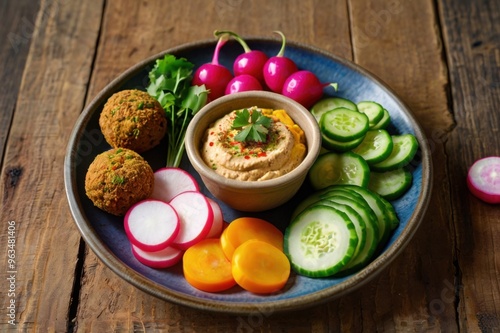 A delicious vegetarian snack plate featuring falafel Ai Generated