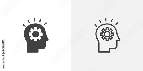 Realization icon in black filled and outlined style