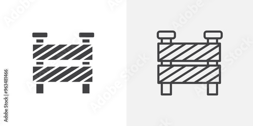 Roadblock icon in black filled and outlined style
