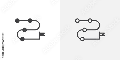 Roadmap icon in black filled and outlined style