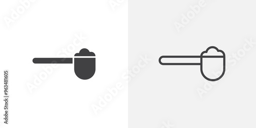 Scoop icon in black filled and outlined style