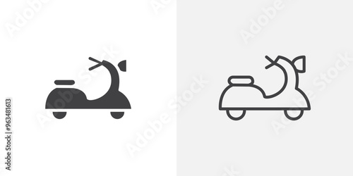 Scooter bike icon in black filled and outlined style