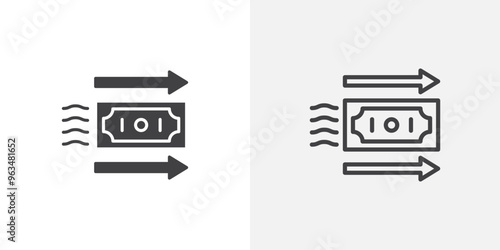 Send money icon in black filled and outlined style