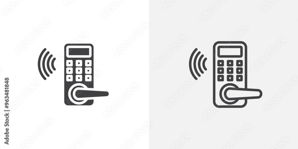 Smart lock icon in black filled and outlined style Smart lock icon in black filled and outlined style