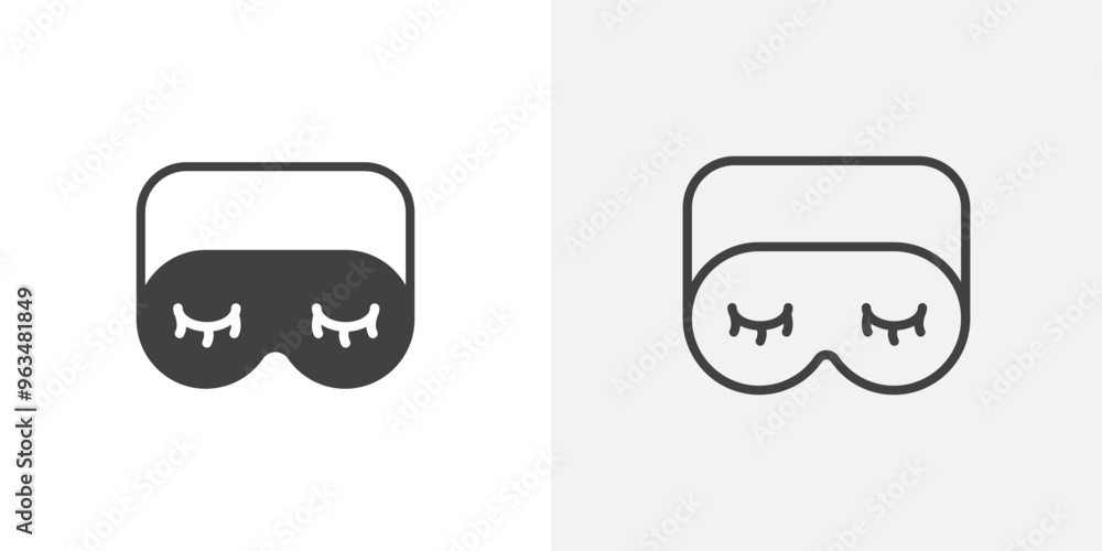 Sleeping mask icon in black filled and outlined style