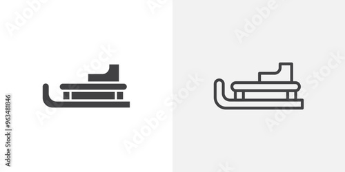 Sled icon in black filled and outlined style