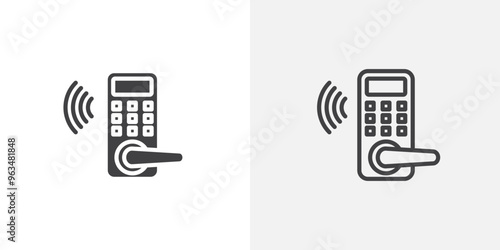 Smart lock icon in black filled and outlined style