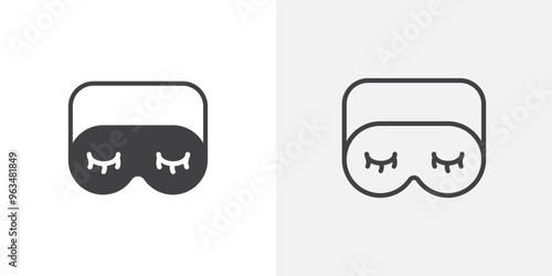 Sleeping mask icon in black filled and outlined style