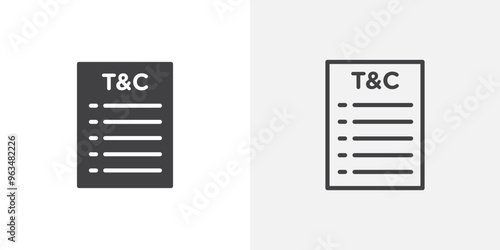 Terms and Conditions icon in black filled and outlined style