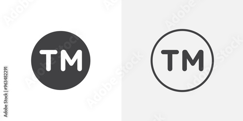 TM trademark icon in black filled and outlined style