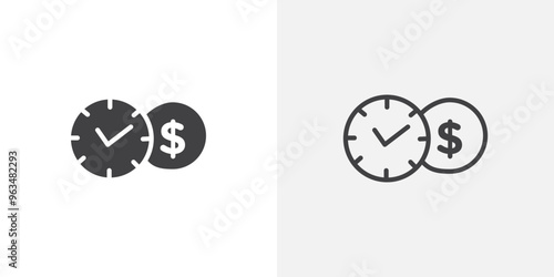 Time is money icon in black filled and outlined style