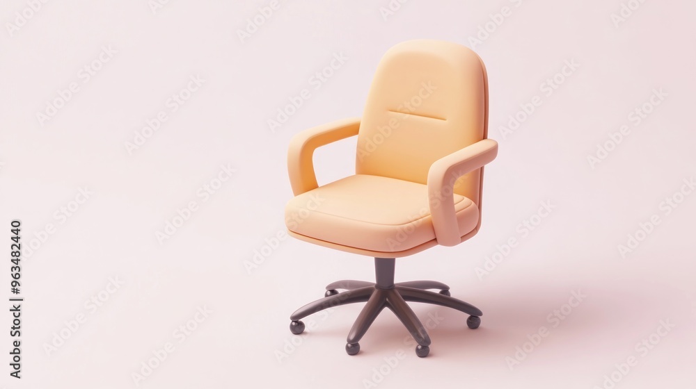 A modern office chair with a soft orange cushion and armrests, designed for comfort.