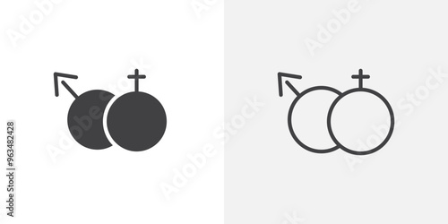 Unisex icon in black filled and outlined style