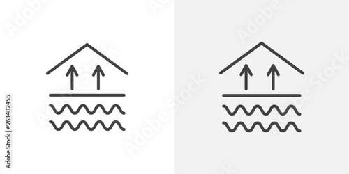 Underfloor heating icon in black filled and outlined style
