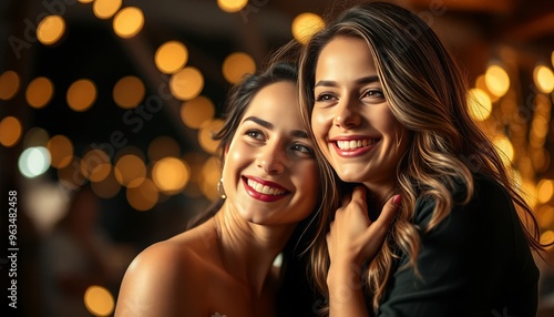 Dos mujeres amigas sonriendo, felices, amistad