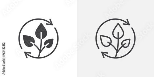 Alternative energy icon in black filled and outlined style