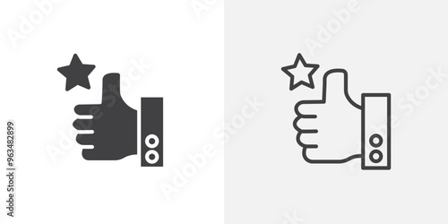 Appreciation icon in black filled and outlined style