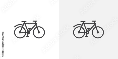 Bicycle icon in black filled and outlined style photo