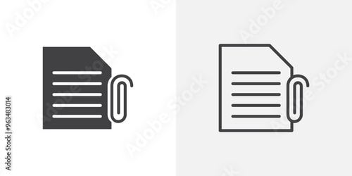 Attach document icon in black filled and outlined style