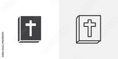Bible icon in black filled and outlined style