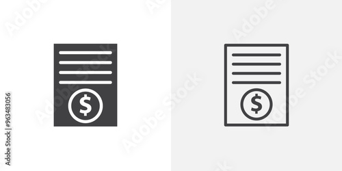 Bills icon in black filled and outlined style