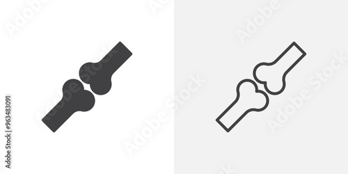 Bones icon in black filled and outlined style
