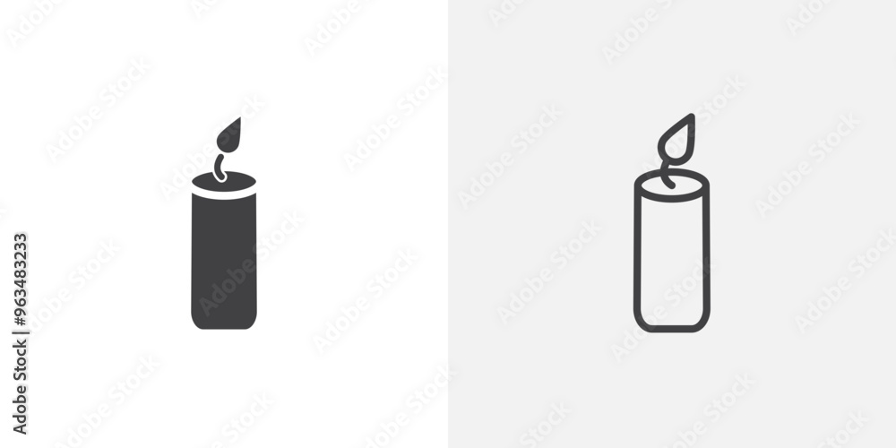 Candle icon in black filled and outlined style Candle icon in black filled and outlined style