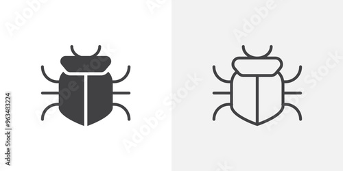 Bug icon in black filled and outlined style