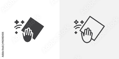 Cleaning cloth icon in black filled and outlined style