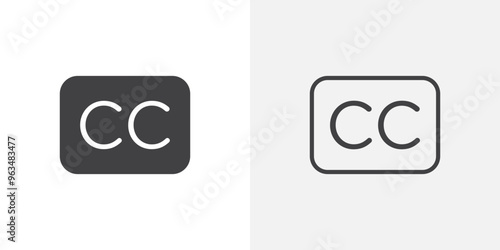 Closed caption icon in black filled and outlined style