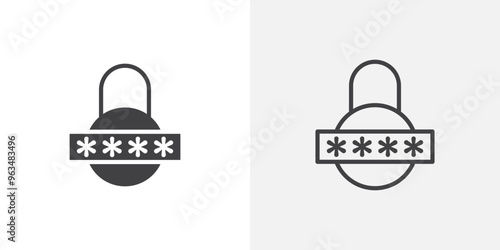 Code lock icon in black filled and outlined style