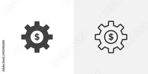 Costs optimization icon in black filled and outlined style