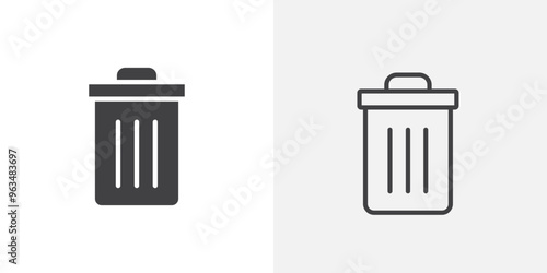 Delete icon in black filled and outlined style