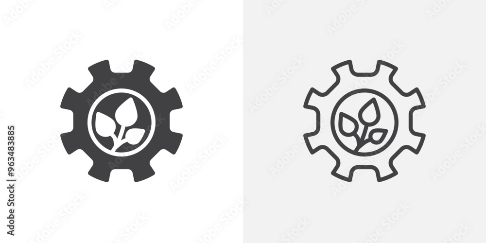 ECO industry icon in black filled and outlined style ECO industry icon in black filled and outlined style