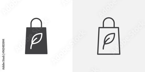 ECO bag icon in black filled and outlined style