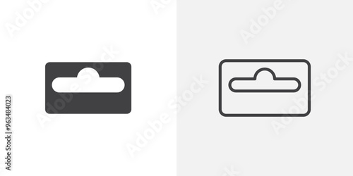 Euro hook icon in black filled and outlined style