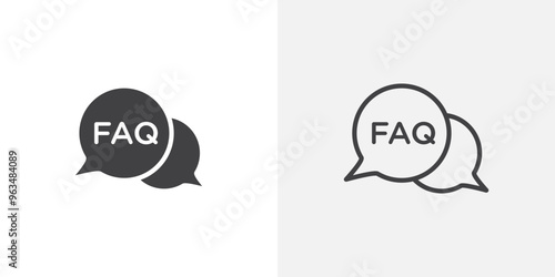 FAQ icon in black filled and outlined style