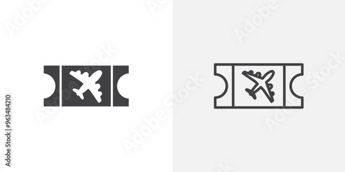 Flight tickets icon in black filled and outlined style