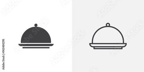 Food tray icon in black filled and outlined style