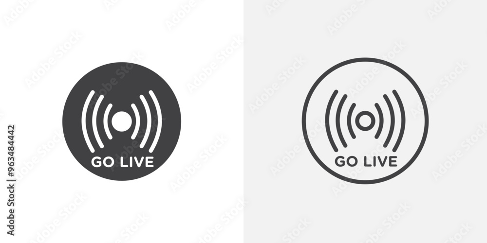 Go live icon in black filled and outlined style Go live icon in black filled and outlined style