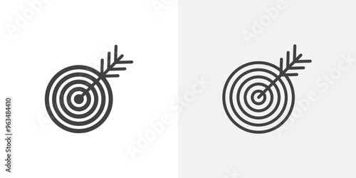 Goal setting icon in black filled and outlined style