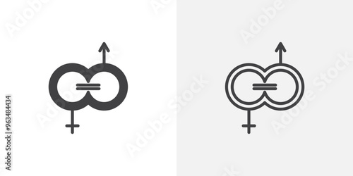 Gender equality icon in black filled and outlined style