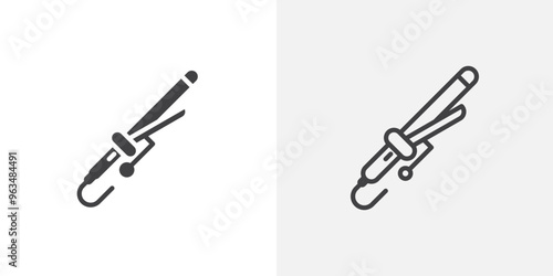 Hair curler icon in black filled and outlined style