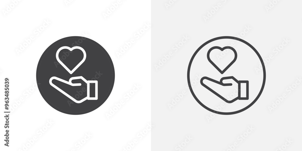 Love icon in black filled and outlined style Love icon in black filled and outlined style