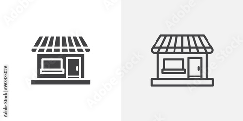 Local store icon in black filled and outlined style