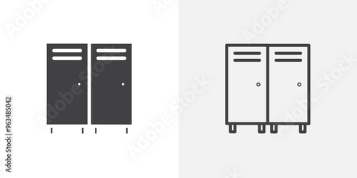 Locker icon in black filled and outlined style