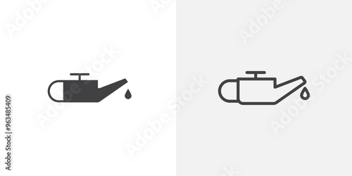 Oil can icon in black filled and outlined style