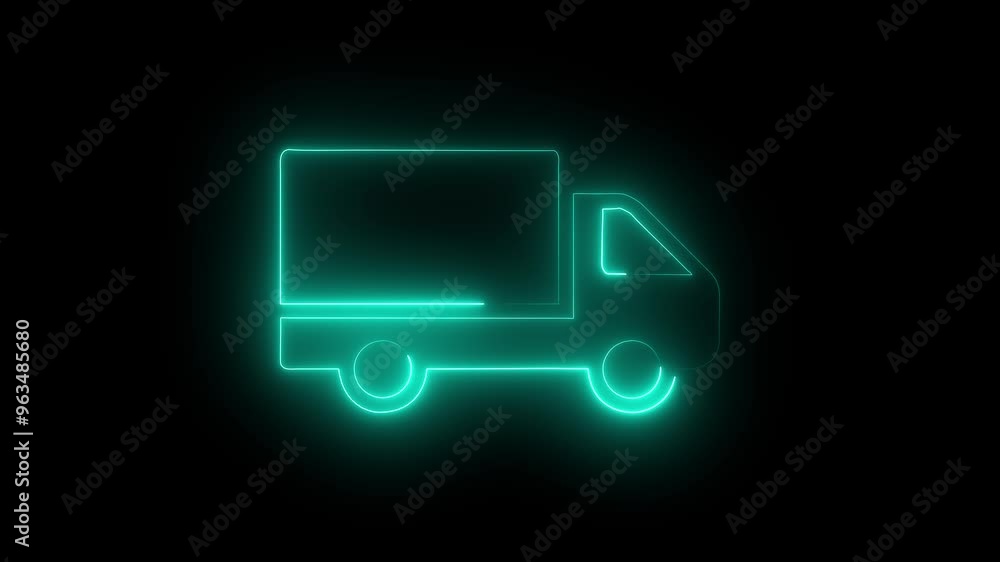 Neon driving mode car icon turquoise color saber video glowing animation on black background Neon driving mode car icon turquoise color saber video glowing animation on black background
