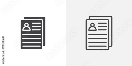Personal documents icon in black filled and outlined style