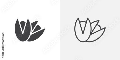 Pistachio icon in black filled and outlined style